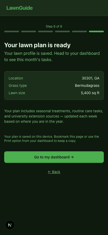 Onboarding completion — mobile 414px